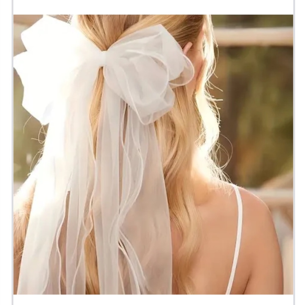 White Tulle Hair Bow
